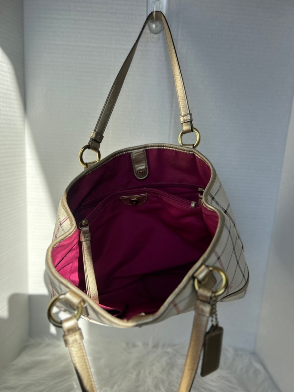 Coach F19176 Peyton Heritage Tattersall Plaid shoulder bag - Picture 4 of 7